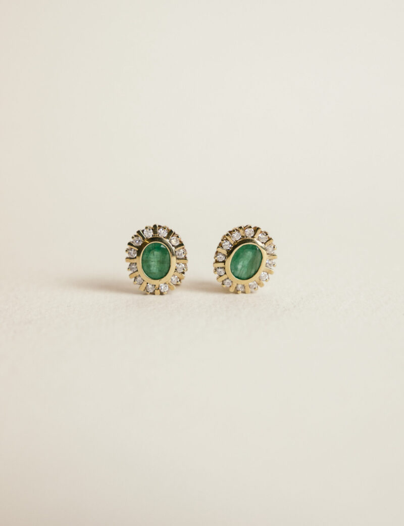 pendientes-rosetas-oro-18k-amarillo-diamantes-esmeraldas jq13 rosetas esmeraldas