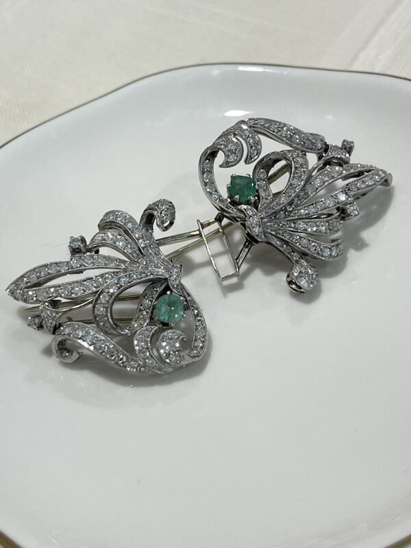 broche-doble-clip-art-deco-art-noveau-platino-diamantes-esmeraldas-coleccion (4) broche doble clip 1920