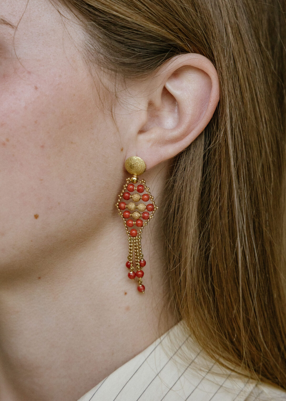 pendientes-oro-amarillo-18k-italianos-coral pendientes italianos coral