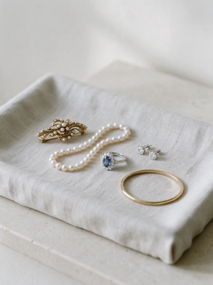 seleccion joyas antiguas diamantes zafiro perlas